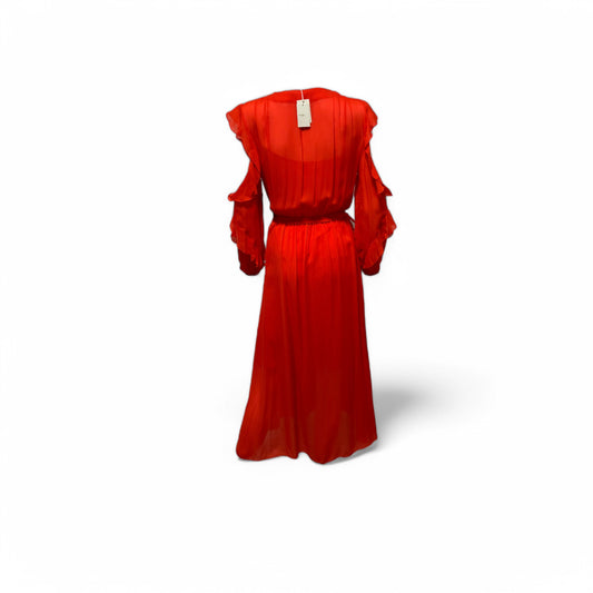 Maje Remy Ruffled Opened Sholders Maxi Dress