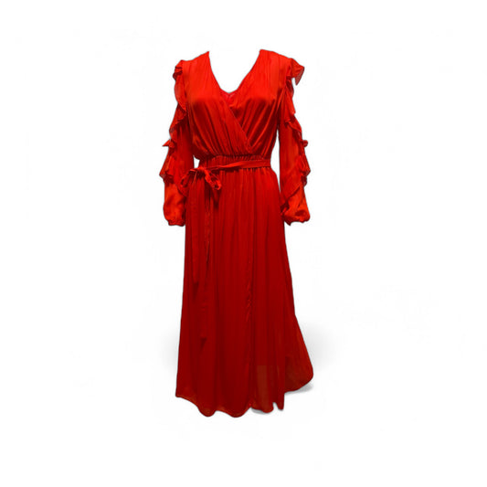 Maje Remy Ruffled Opened Sholders Maxi Dress